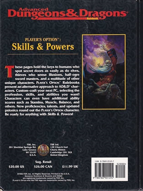 Advanced Dungeons & Dragons 2nd Edition Revised - Players Option Skills & Powers (B Grade) (Genbrug)
